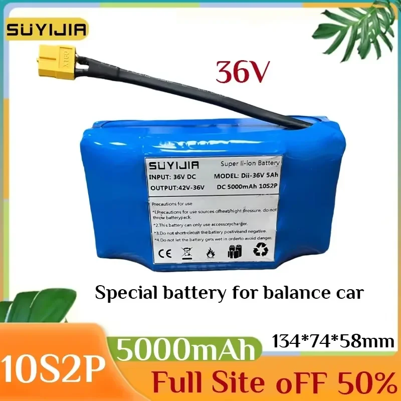 

100% Original New 36V 5000mAh 10S2P Rechargeable Lithium-ion Battery for Electric Self-balancing Scooter HoverBoard and Unicycle