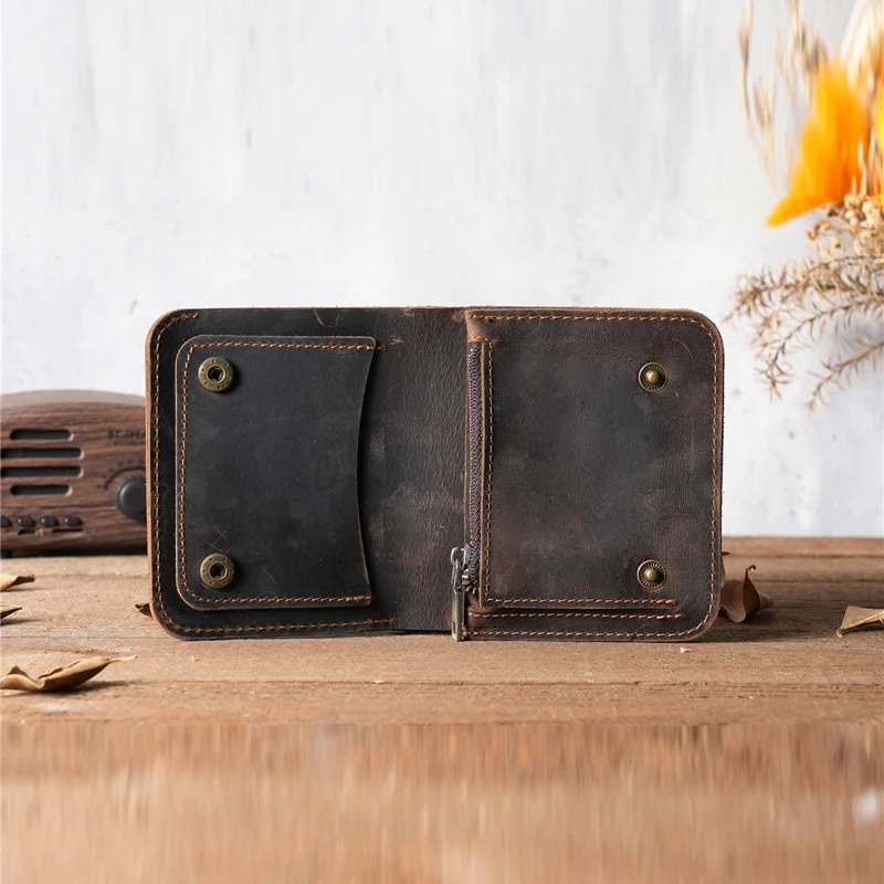 

Men's Wallet RFID Blocking Man Vintage Cow Genuine Leather Wallet Male Billfold Short Wallet Coin Purse Multi-Slot Card Holder