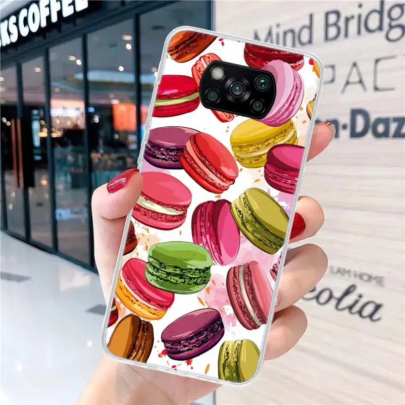 Macaron Ice Cream Cake Doughnut Soft Phone Case for Xiaomi Poco X6 X5 X4 Gt X3 Nfc F6 F5 Pro M5s M5 M4 M3 F4 F3 F2 F1 Capa Coque