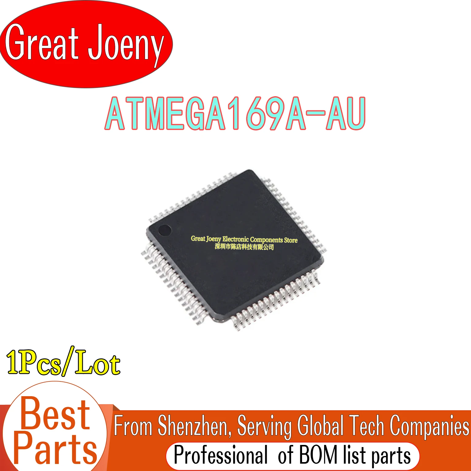 100% New Original ATMEGA169A ATMEGA169A-AU ATMEGA169 IC MCU Chipset TQFP-64