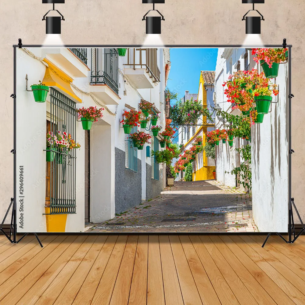 Streets Seaside Island Scenery and Plants Houses White Pigment Wedding Photos Photography Background Props HJD-05