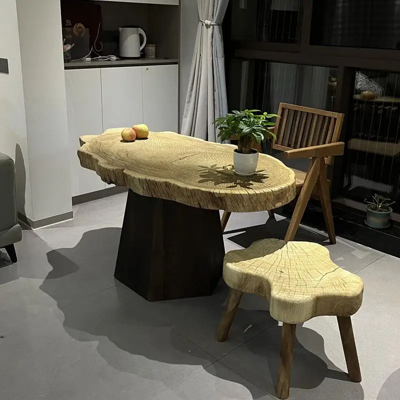 

Log coffee table Tatami tea table Zen art balcony Solid wood small tea table Living room