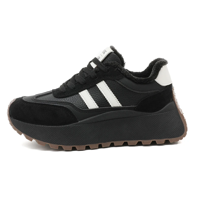 Bn033 أحذية نسائية 2025 الخريف والشتاء نمط جديد مبطنة بالصوف خفيفة الوزن فورست غامب أحذية رياضية نسائية ريترو زيادة سميكة سوليد أبي الأحذية