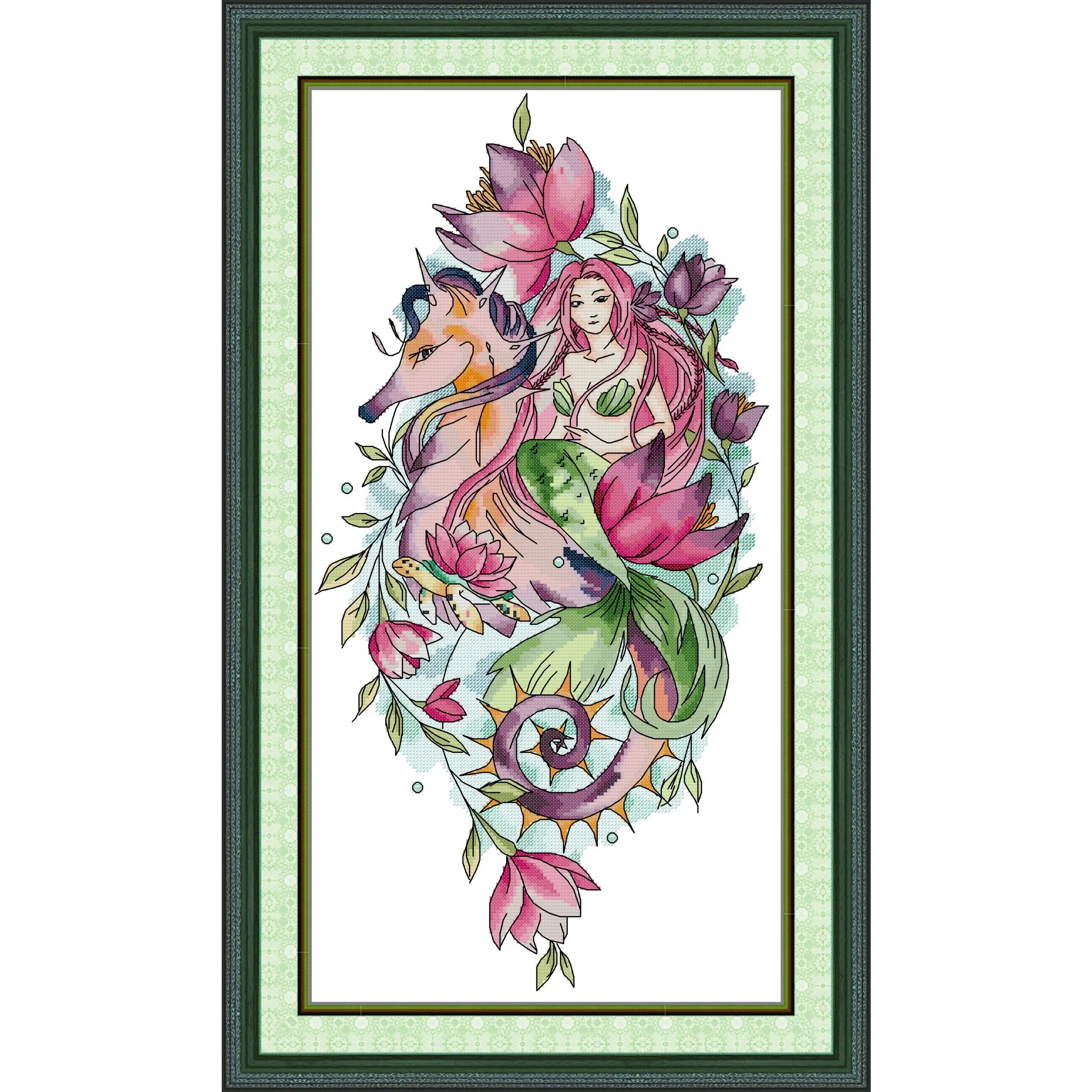 

Soulgift News Pre-Printed Cross Stitch Kit, Stamped Aida Fabric with DMC Threads, Embroidery Kit - Submarine World 2