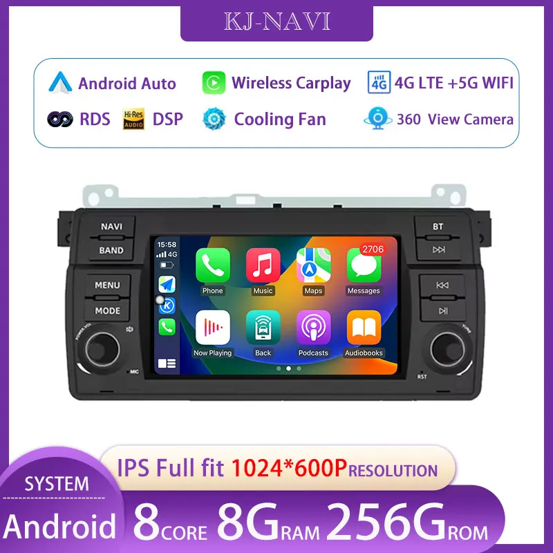 Android 14 For BMW E46 M3 318/320/325/330/335 Car Intelligent System Radio Multimedia Player Navigation GPS 4G WIFI 7inch