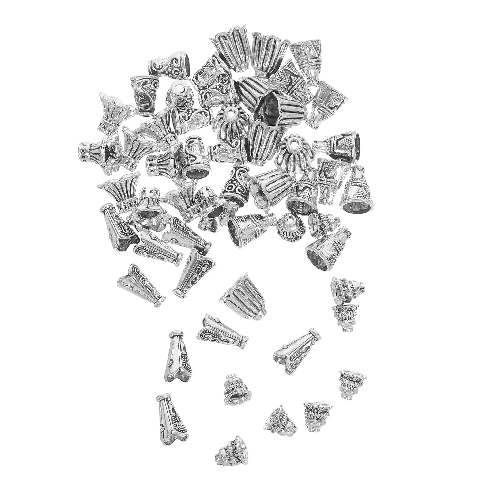 

60Pcs Trumpet Flower Bead Caps Tibetan Style Alloy Spacer Metal End Findings for Jewelry Making Necklaces Bracelets DIY Crafts