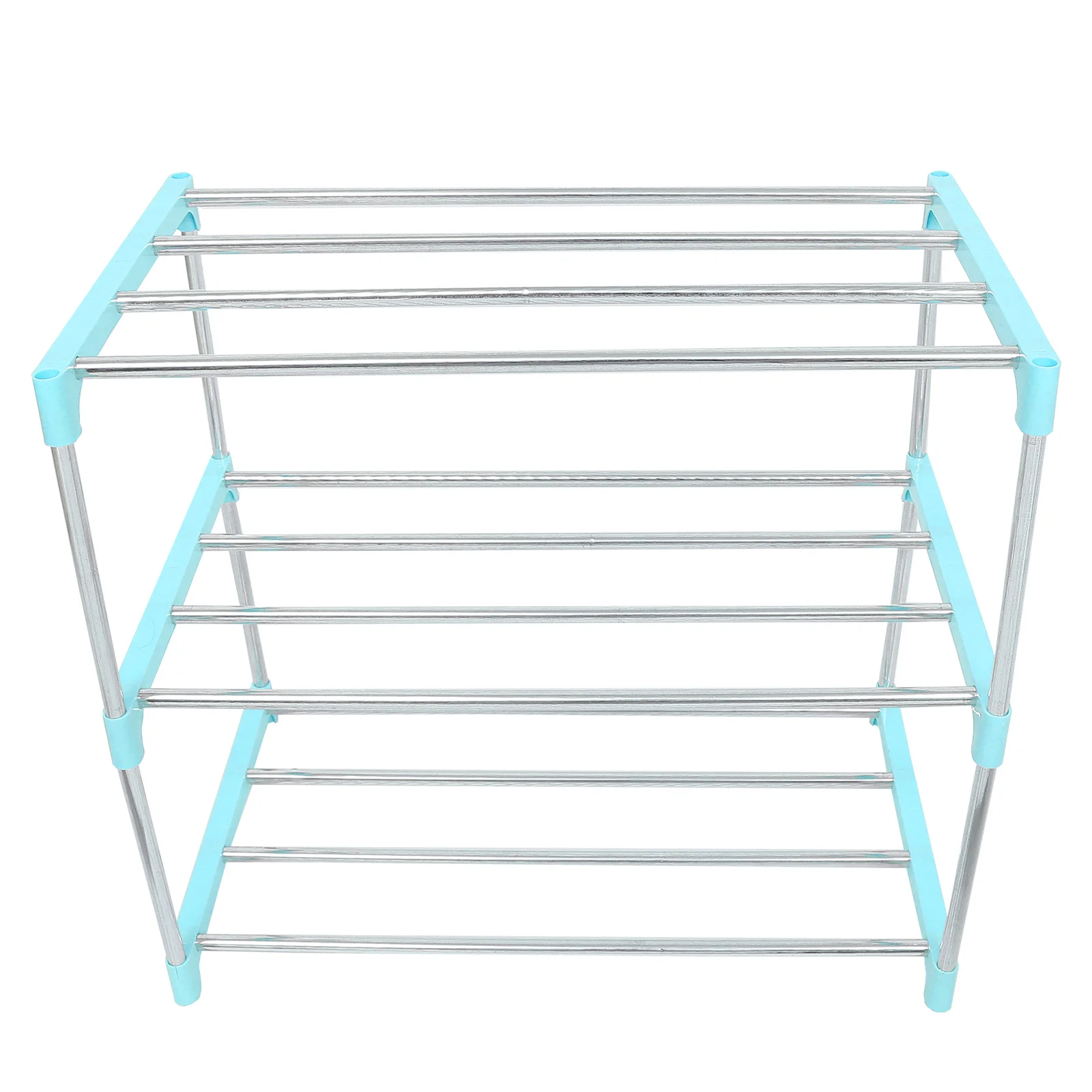 

1pc Stainless Steel Shoe Rack Multi-layer Stackable Blue Small Cupboard PP Material Shoe Storage Organizer Shelf Holder