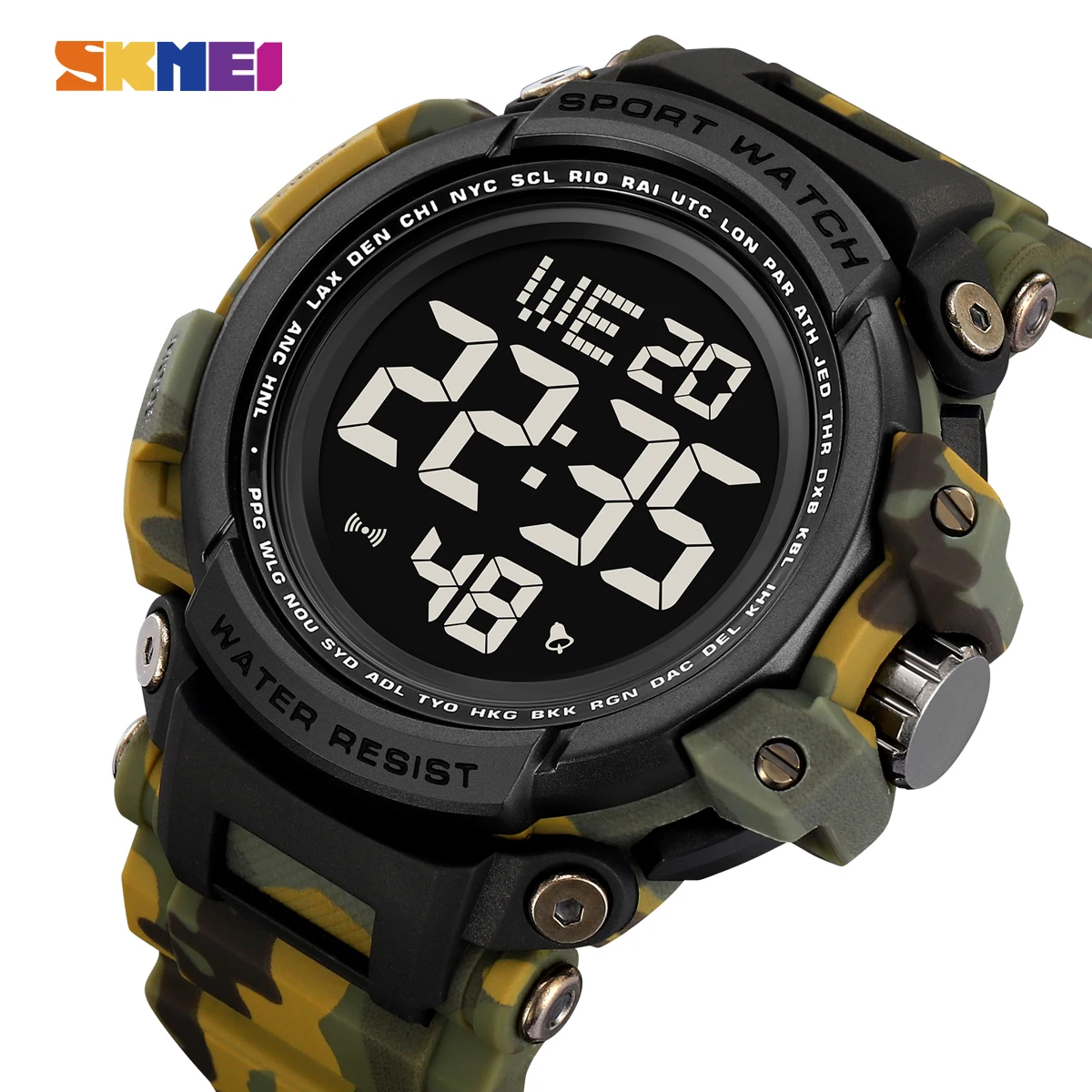 SKMEI Fashion Large Dial Digital Electronic Watch Sports Watches For Men Waterproof Camo Wristwatch Alarm Clock Horloges Mannen