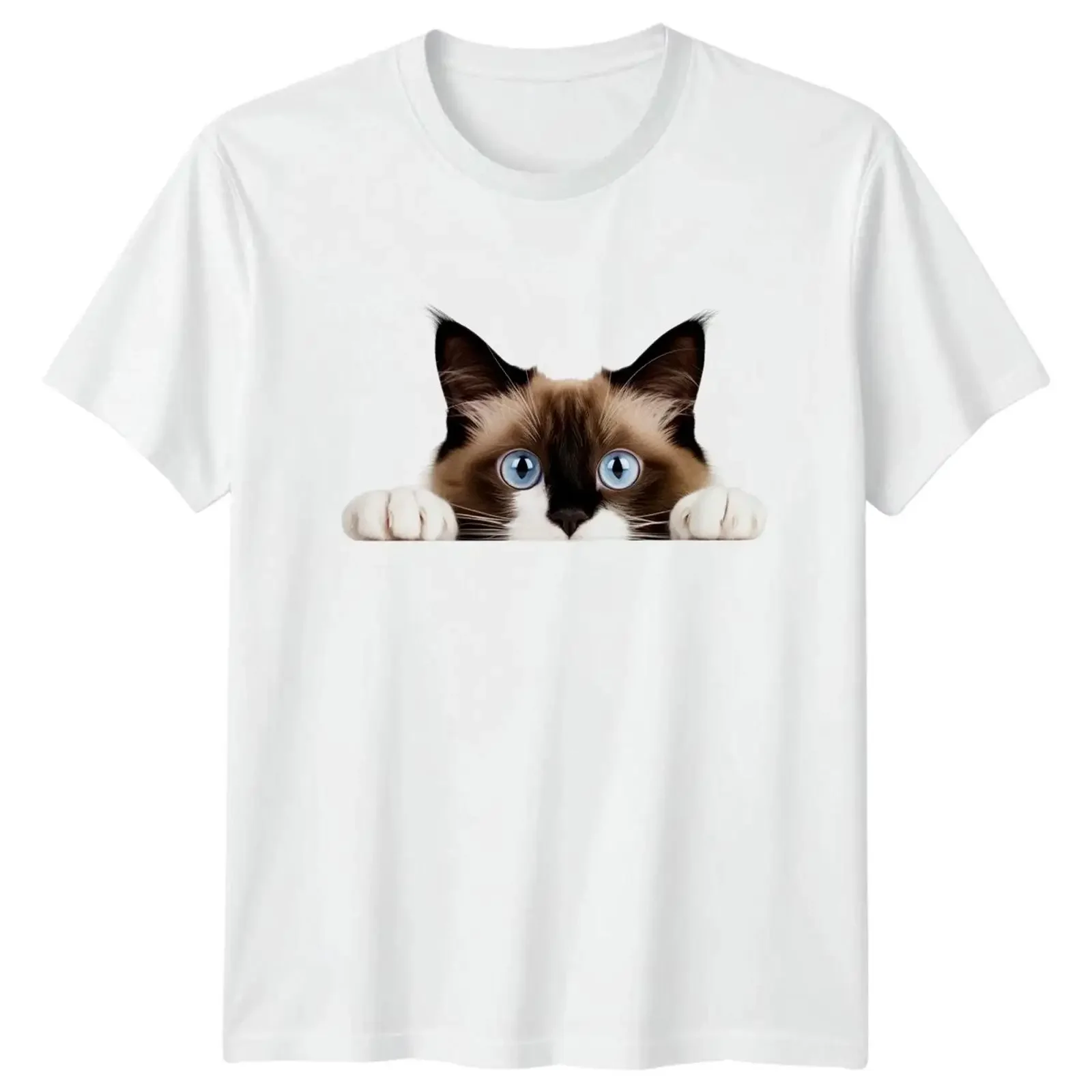Peeking Stoffpuppe Katze T Shirt Haustiere Geburtstag Geschenk für Sie und Ihn vintage Washed Casual Stretched