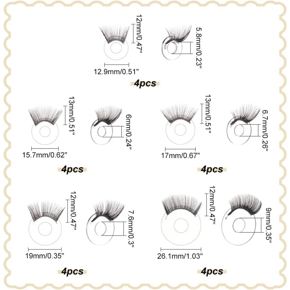 20pcs Safety Eyelashes 5 Sizes Eyelashes for Doll Making Eye Make Up Accessories Crafts Eyelashes Plastic Stuffed Crochet Eye