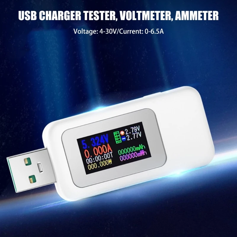 Tester USB per misuratore potenza USB 4-30V 0-6.5A Tester multimetro per schermo LCD