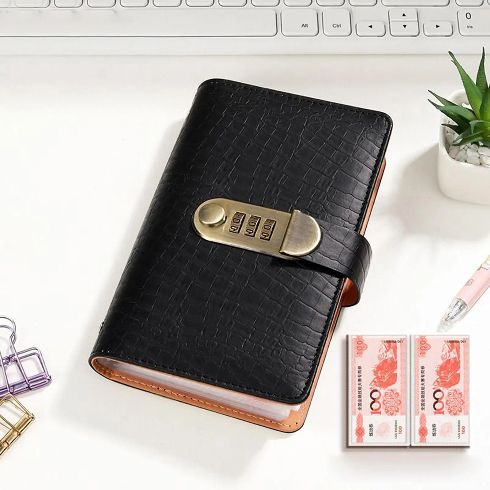 100 Pages Money Bag with Lock Locking Bank Bag Purse for Cash Money Organizer for Cash Available in Multiple Colors for Gift