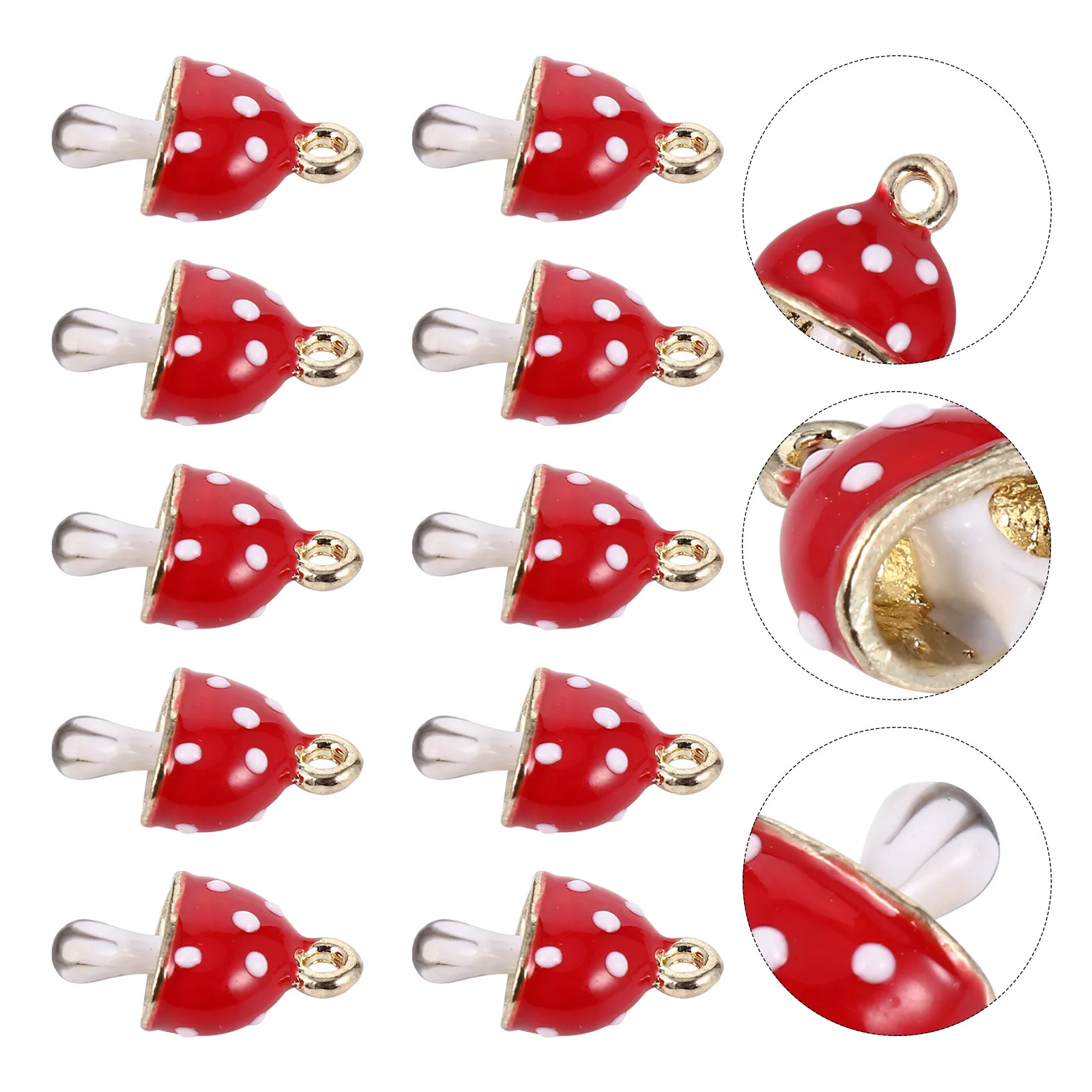 10Pcs Mushroom Pendant Alloy Jewelry Making Charm for DIY Necklace Bracelet Earrings Creative Jewelry Accessories