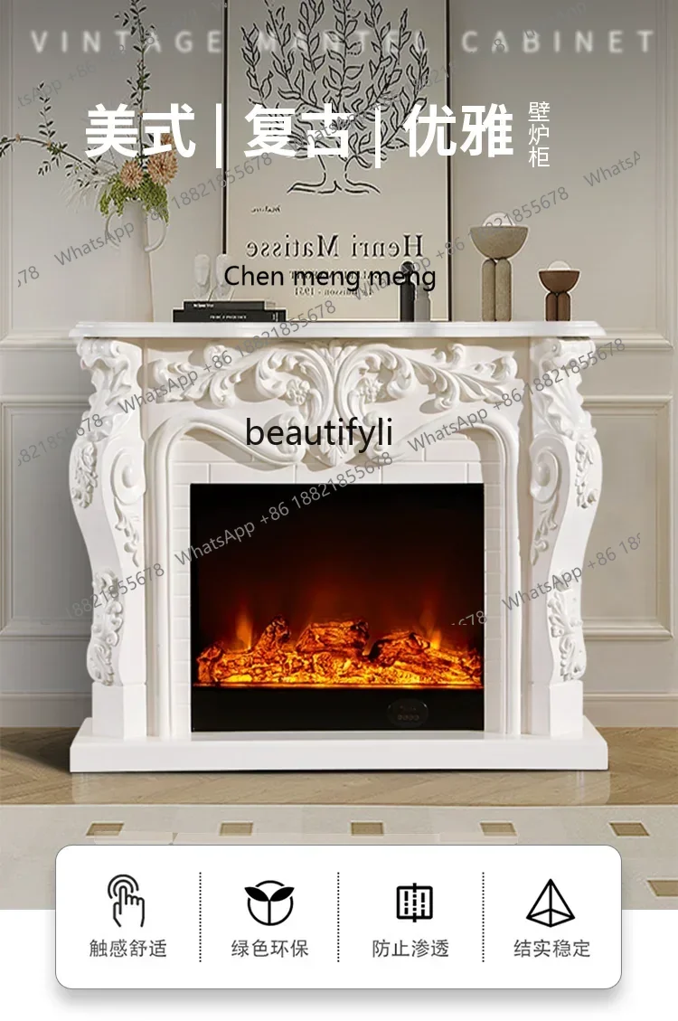 X  A13 Mantel Simulation French Fireplace Cabinet Carved European Fireplace Decorative Cabinet
