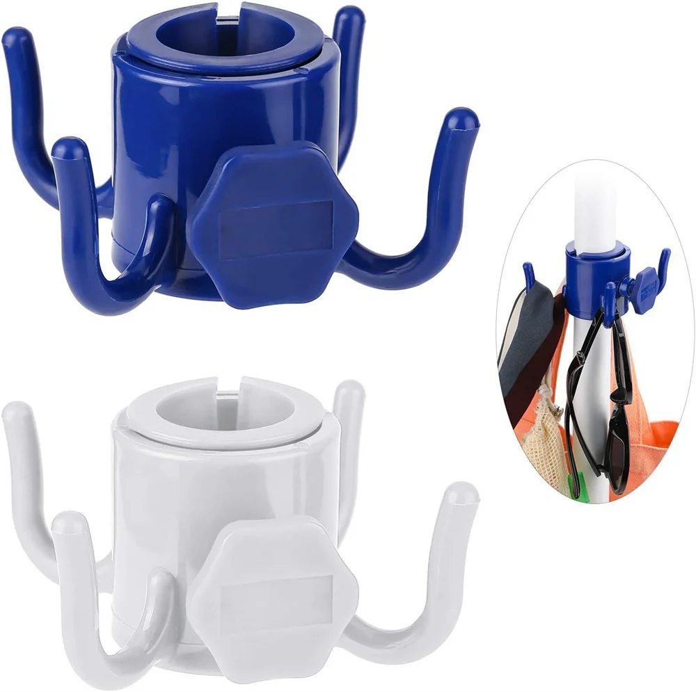 Beach Umbrella Hanging Hook 4-prongs Plastic Umbrella Hook Hanging for Towels/Hats/Clothes/Camera/Sunglasses/Bags-Accessories
