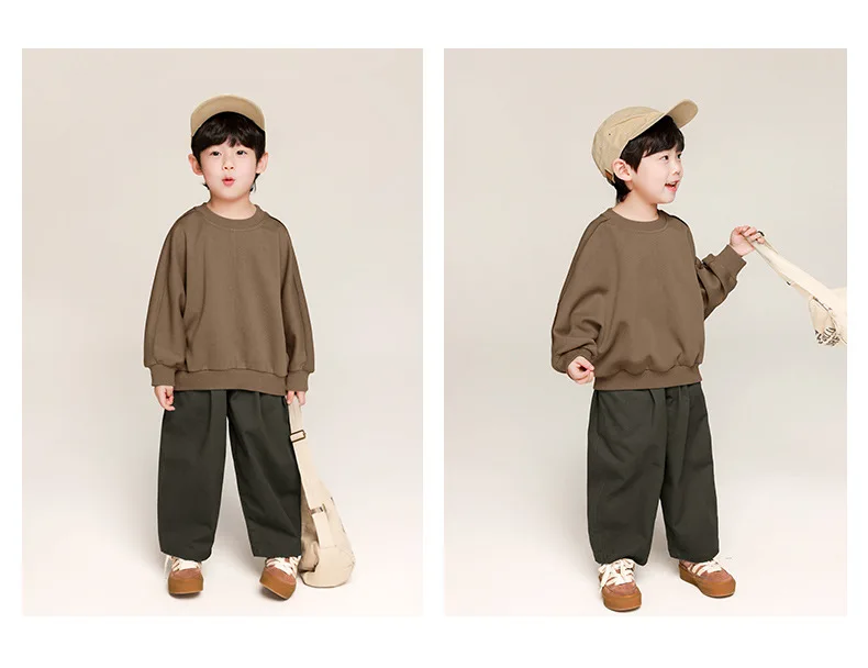 2025 Spring Kids Pants Korean Style Children's Solid Color Casual Pants Boys Cotton Loose Trousers