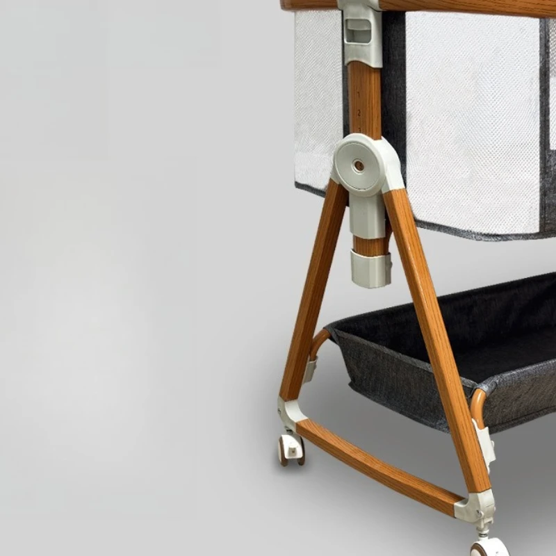 Baby Crib Movable Cradle Bed  Portable 2-in-1 Foldable Multifunctional BB Kids Newborn Splicing Large Bed Toddler Bed Bedroom