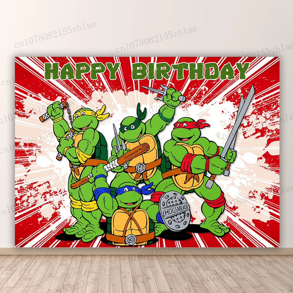 

Teenage Mutant Ninja Turtles Birthday Party Photo Backdrop Baby Shower Photo Background Banner Cartoon Photography Backdrop