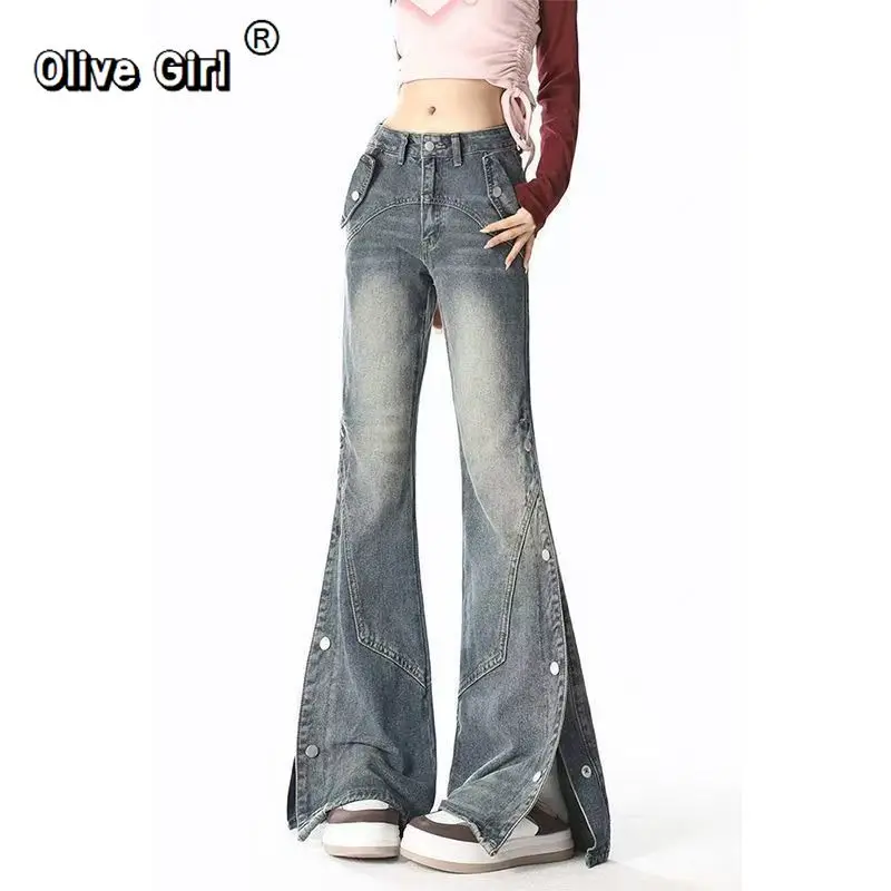 Women's Jeans Trousers Y2K Wide Leg Baggy Casual Denim Trouser Harajuku Sweet High Waist Loose Jeans Vintage Pants 2026 Autumn