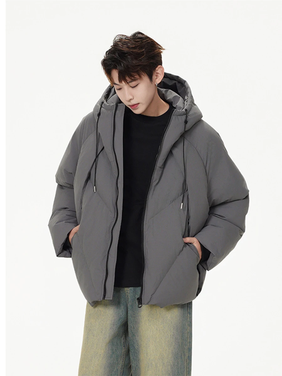 

Мужская утепленная куртка с капюшоном из хлопка и пуха, в американском стиле, модная, теплая зимняя одежда, повседневная, свободного кроя, нейлоновая