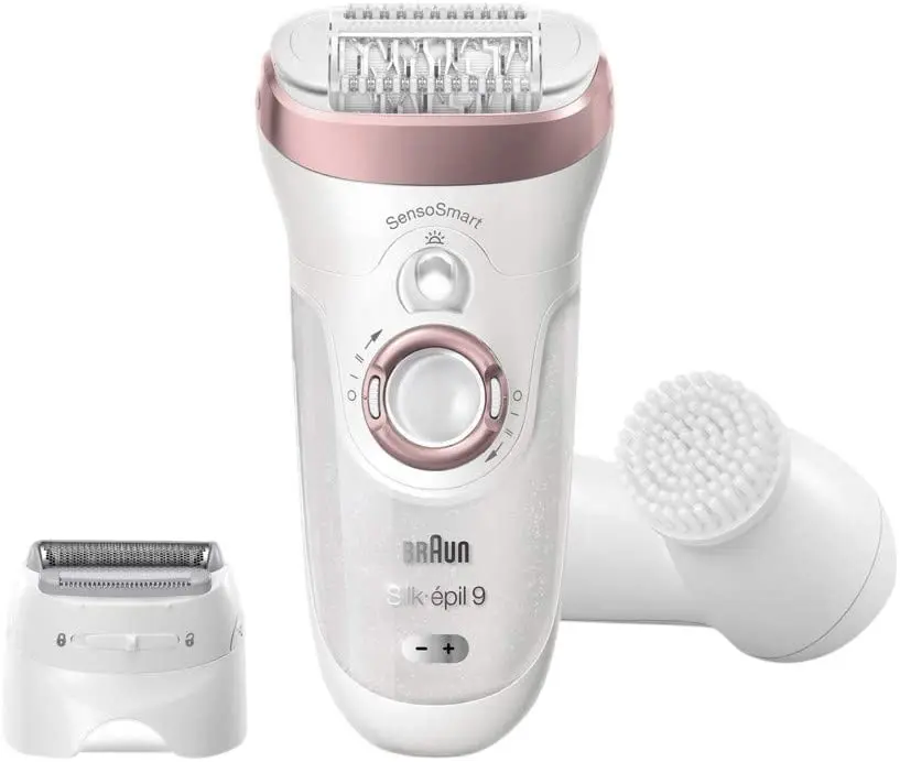 Braun Silk-epil 9 9880 SensoSmart - 7 Additional Parcalı Wet and Dry Wireless Epilator + Face Cleaning Brush gift, pure hair