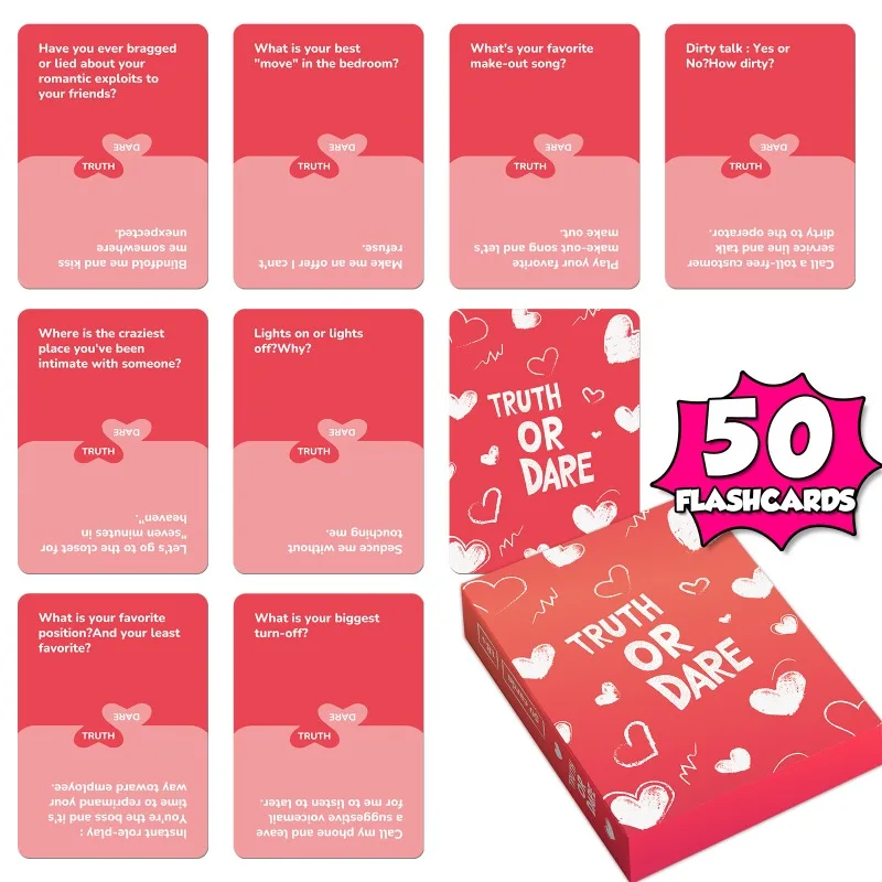 

New Truth or Dare Couple Cards Essential Date Night Must-haves Heart-fluttering Interactive Flashcards To Boost Emotional