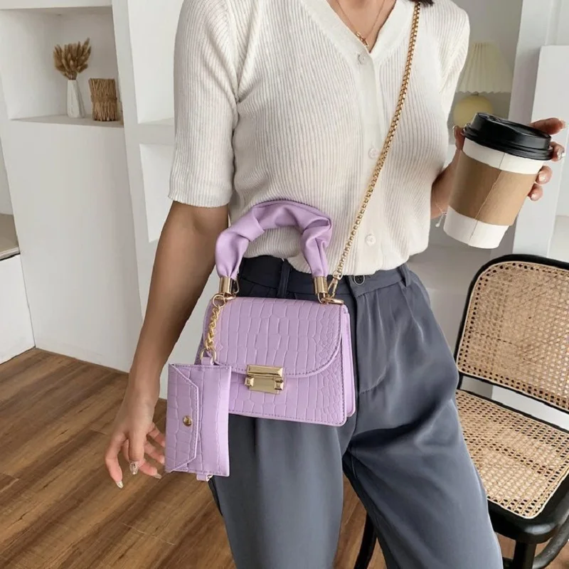 Exquisite Crossbody Bags for Women Luxury Designer Handbag Solid Color Chain Purses and Handbags 2-in-1 Hobo Bolso Mujer