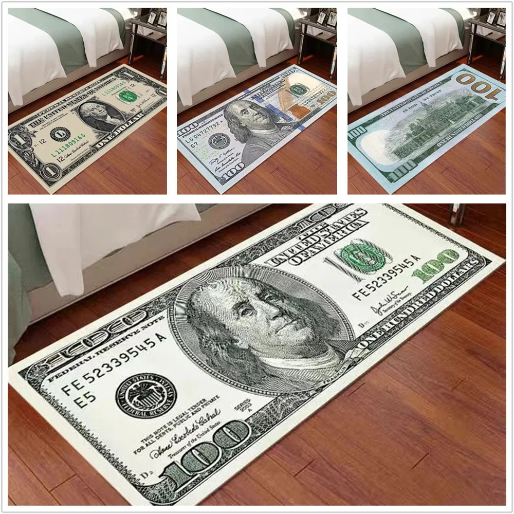 Dollar Carpet Money Rugs Dollar Bill Runner Area Rug For Bedroom Carpet Rectangular Bay Window Balcony American Bedside Blanket