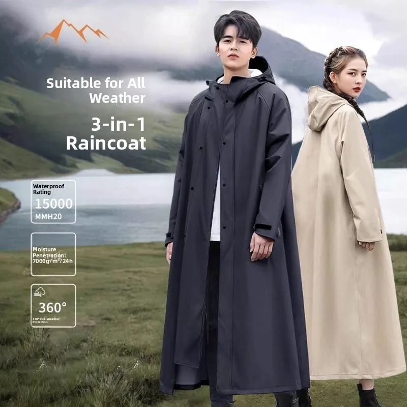 

Утолщенный многоразовый дождевик для активного отдыха и альпинизма, портативный водонепроницаемый костюм для мужчин, полноразмерный дождевой костюм для взрослых
