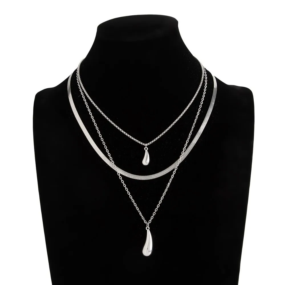 Snake Bone Link Drop Pendant Metal Construction Smooth Drop Charm Multi Layer Cool Tone Finish Stackable Design