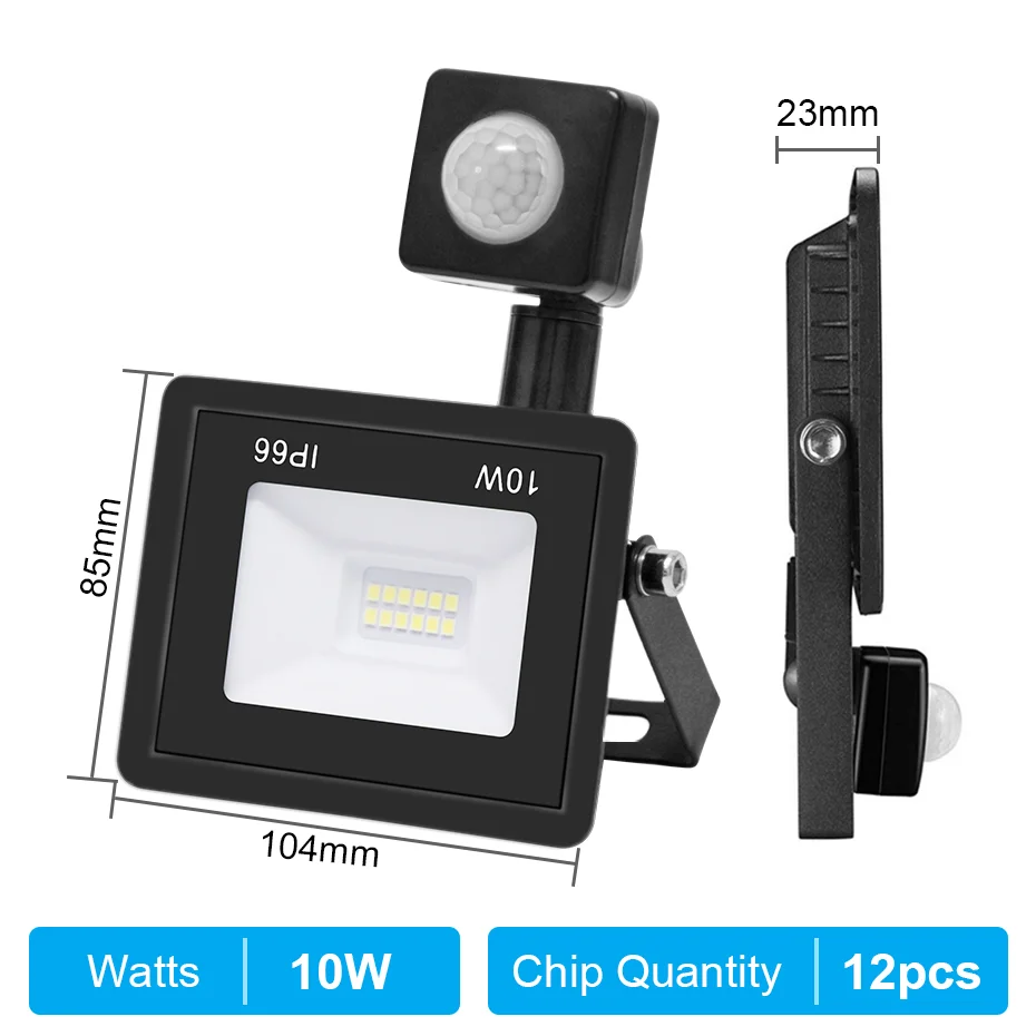 100W 50W 30W 20W 10W 220V LED Flood Light PIR Motion Sensor Cold White for Home SMD2835 LED Spotlight Waterproof Wall Light