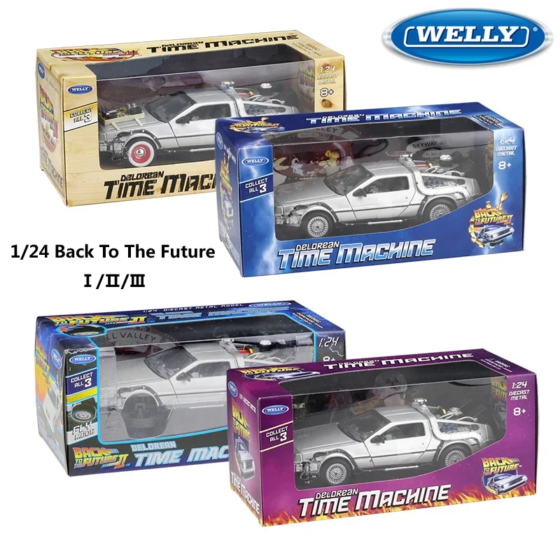 WELLY-Coche de juguete Modelo Delorean para niños, escala 1:24, Regreso al futuro, parte 1/2/3 DMC-12, aleación de Metal, regalo