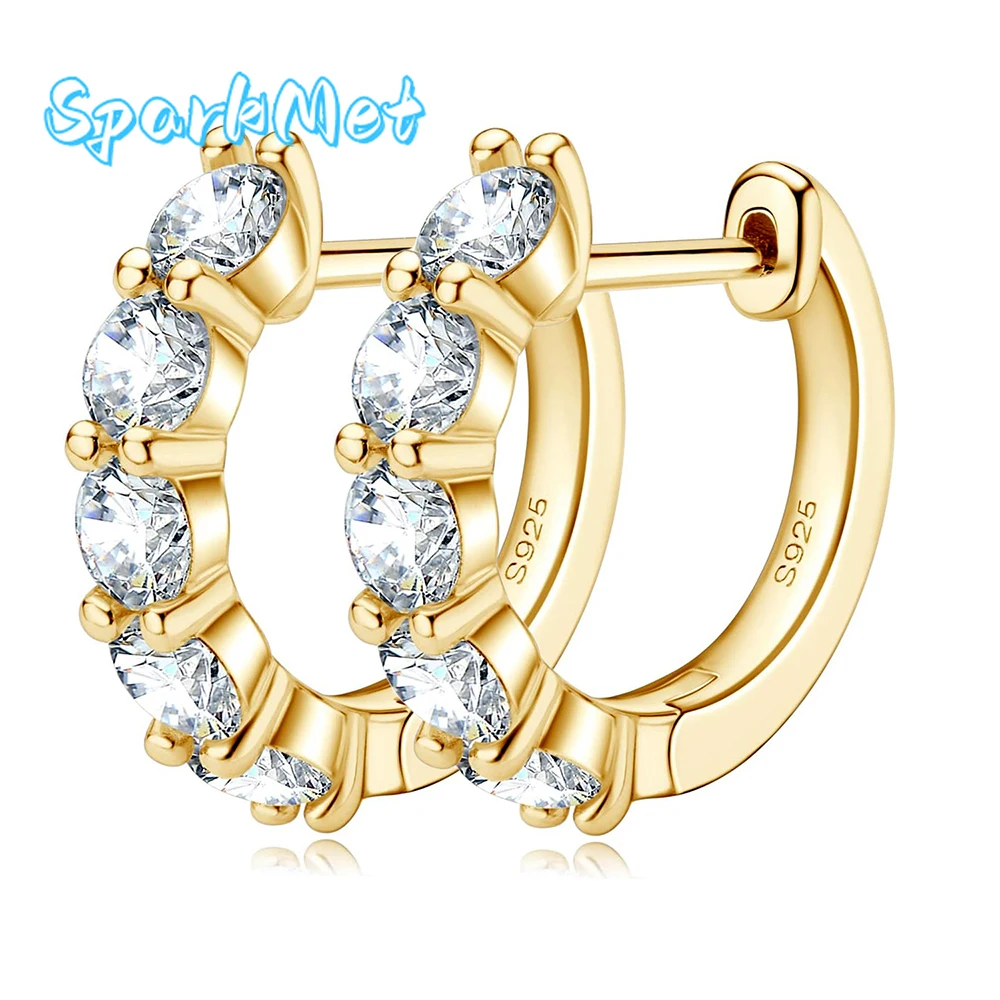 

SparkMet 2MM 5 Moissanite Earrings for Women with Certificate Passed Diamond Test S925 Silver Wedding Jewelry Gift