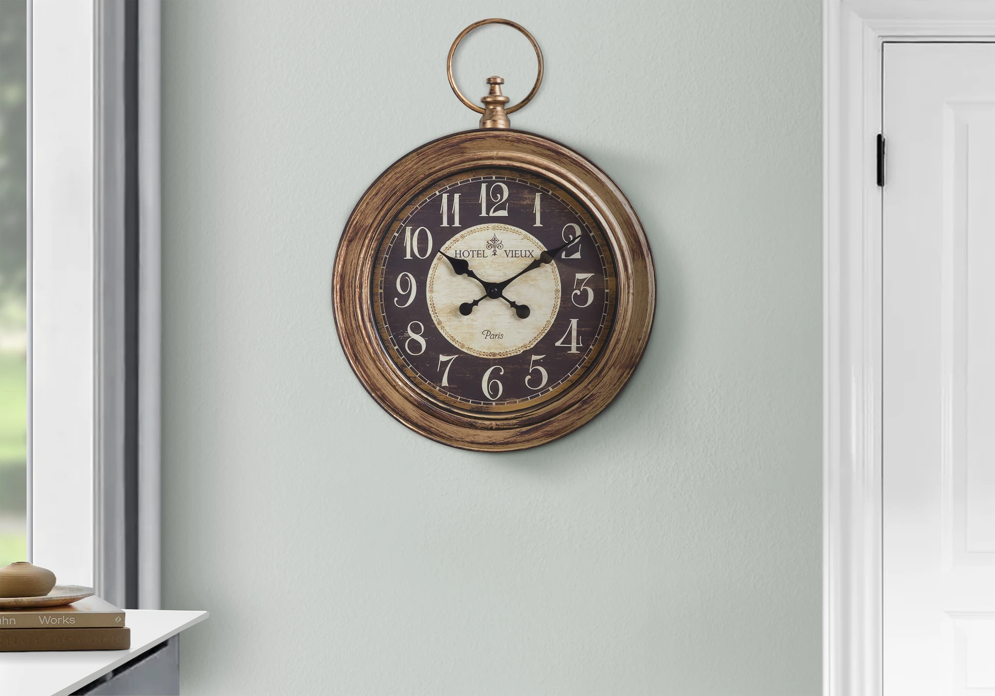 Bring Traditional Charm to Your Home Decor with This Elegant  Round Wall Clock with a Durable,plastic Frame in Antique Brown and