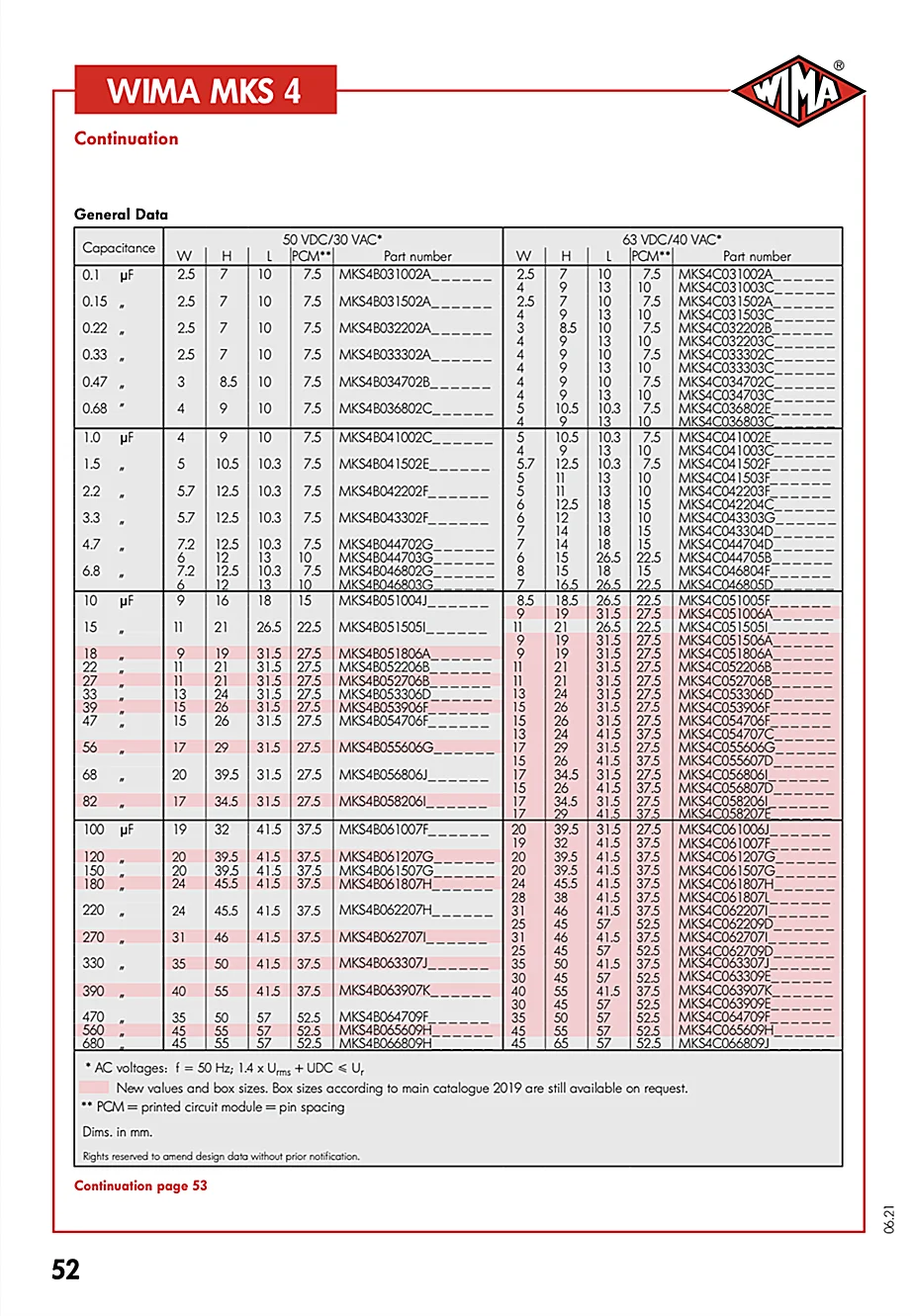 WIMA-Capacitor Alemão do filme, Capacitor passivo audio, MKS4, 1,0 UF, 105, 1UF, passo 10 milímetros, 5 PCes, 10 PCes, 50 PCes