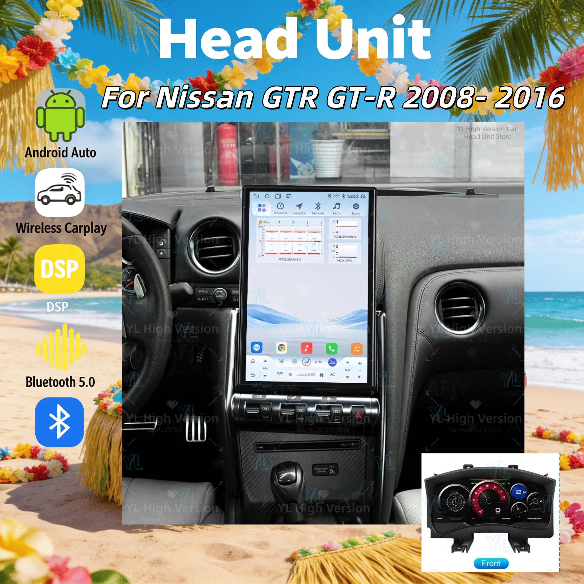 

ym 14.5“ Android 13 Carplay Car Radio For Nissan GT-R GTR R35 2008-2016 Multimedia Player Stereo Upgrade GPS Navi Bluetooth 5.0