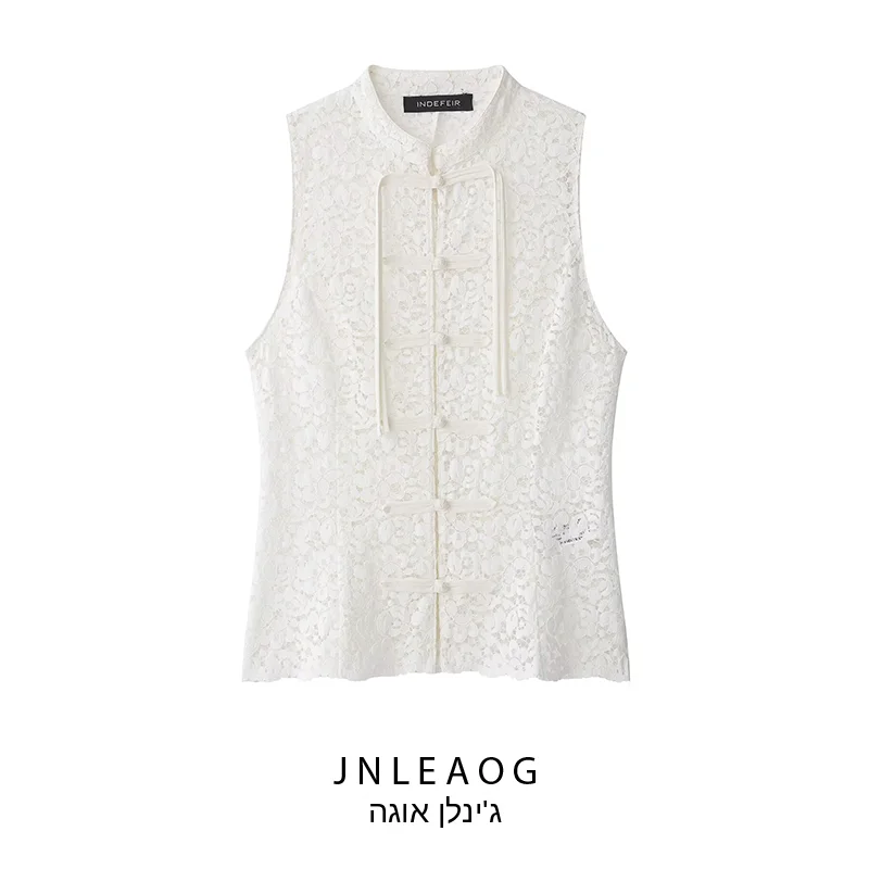 

JNLEAOG Spring New Women's Casual Lace Shirt Rope Knot Decoration Fashionable Loose Polyester No Brand Registered Trademark