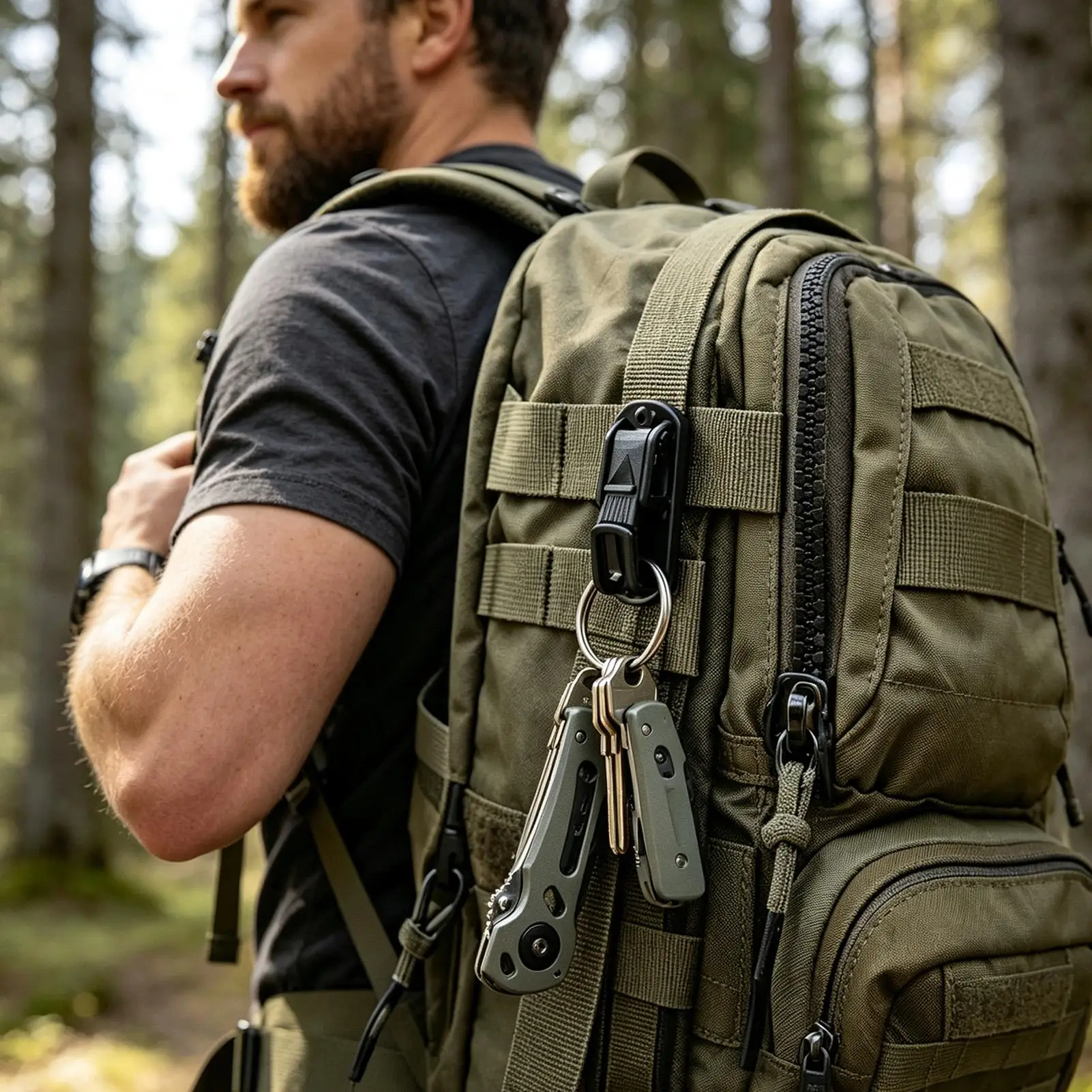 Keychain Belt Magnetic Buckles Clip Multifunctional Backpack Hook Buckle Holder Black Carabiner For Rescue Survival Outdoor Camp