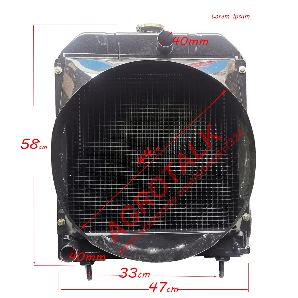 Radiator for Jinma JM454 with Lijia SL3105ABT / SL3105BT series engine, please check the dimensions firstly