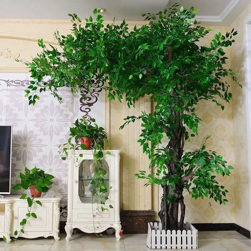 

Large artificial tree simulation banyan tree interior decoration hotel lobby wedding decoration green plant maple leaf
