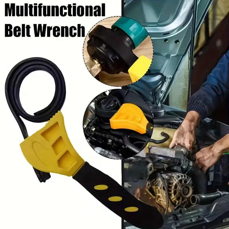 Multi-functional manual Rubber Belt wrench Reinforced Grip for Easy Bottle Opening, Pipe Tightening and Engine Car Work