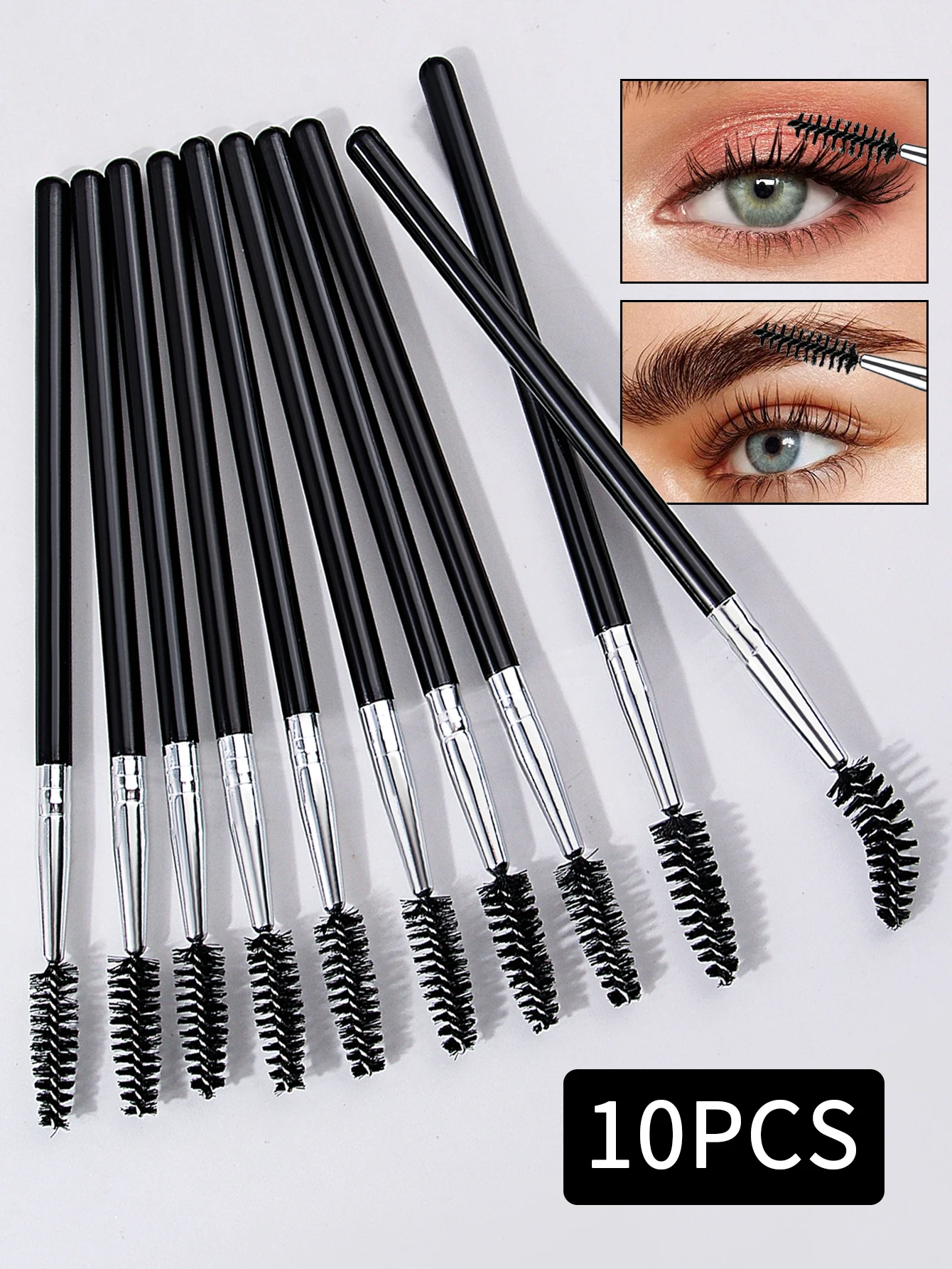 10 SZT. Szczoteczka do tuszu do rzęs w sztyfcie do makijażu oczu, odpowiednia do przedłużania brwi i rzęs, wielokrotnego użytku.