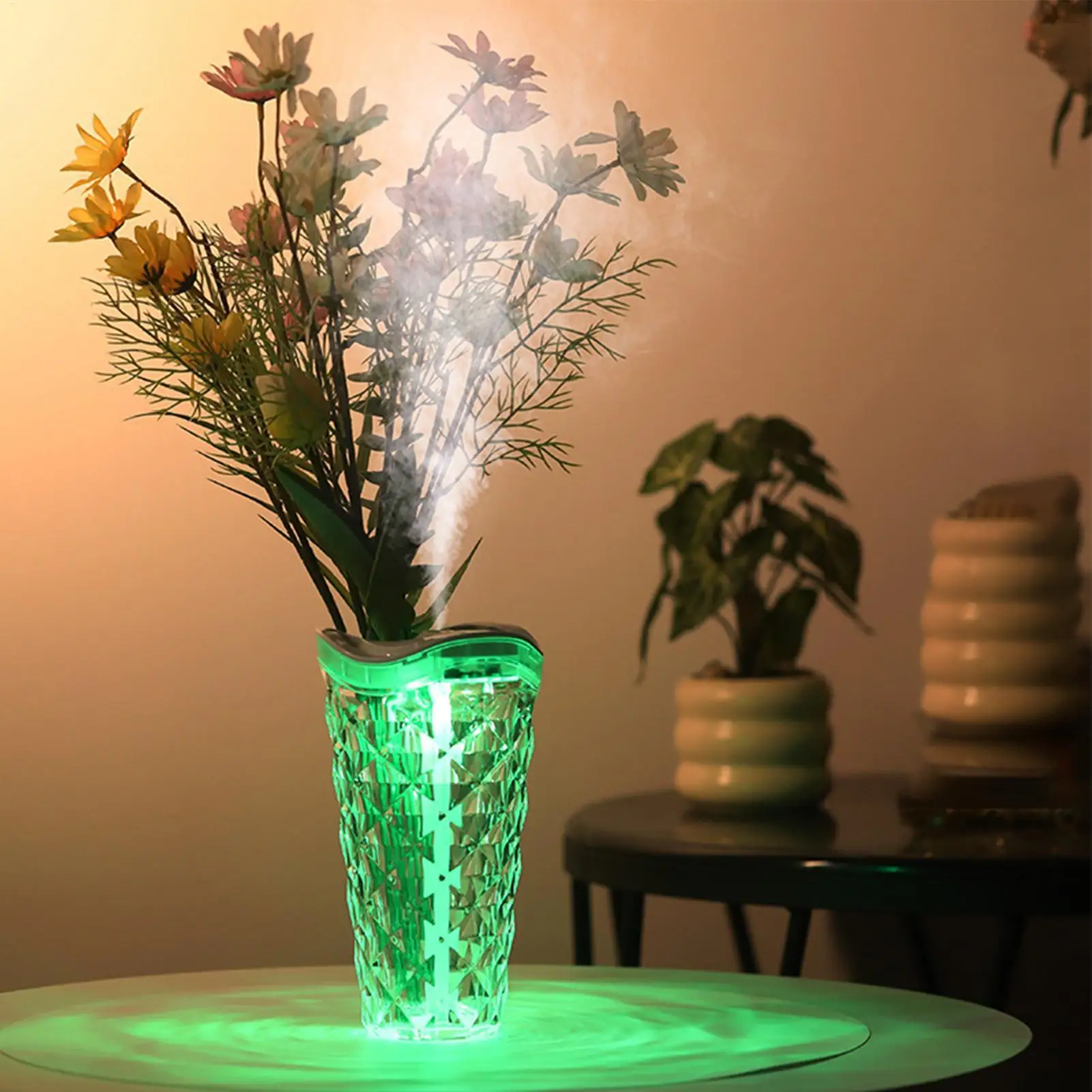 Humidifier For Plants 800ml USB Powered With Ambient Lighting Plant Humidifier Vase Decor With Lights For Home Apartment Bedroom