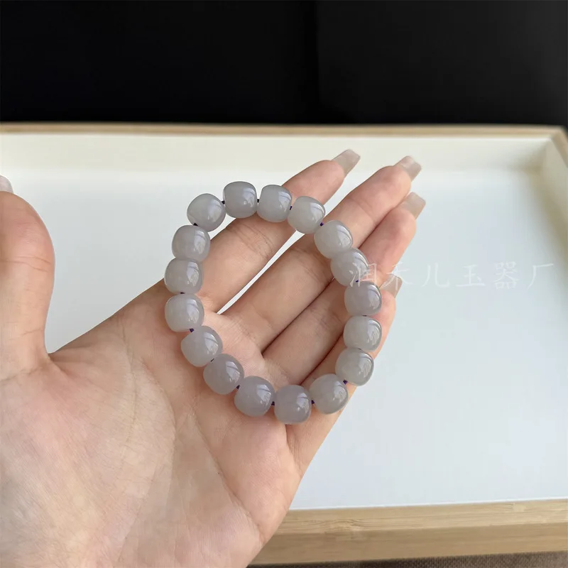 -Bottom Hetian Jade Smoky Purple Vintage Beads 11X12Mm Light Violet Bracelet