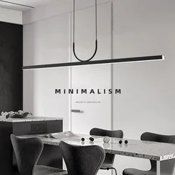 Modern Simple LED Ceiling Chandelier for Table Dining Room Kitchen Island Black Pendant Lamp Home Decor Hanging Lighting Fixture