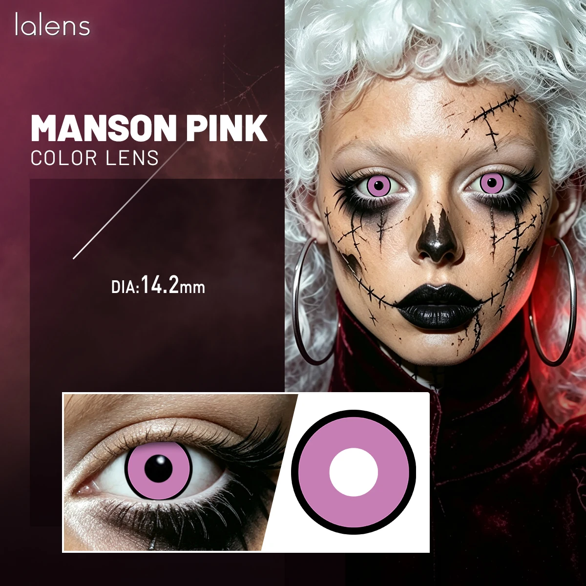 Lalens Grüne Anime-Cosplay-Farbkontaktlinsen, 1 Paar, 14,2 mm, Kosmetiklinsen für Cosplayer, Halloween, Weihnachtsfeier, Kostüm, Augen-Make-up – Detail 18