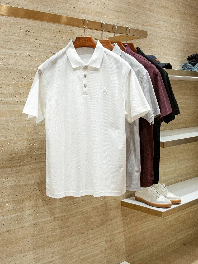 

Italian gentleman modal cotton wool blend summer men's business casual polo shirt