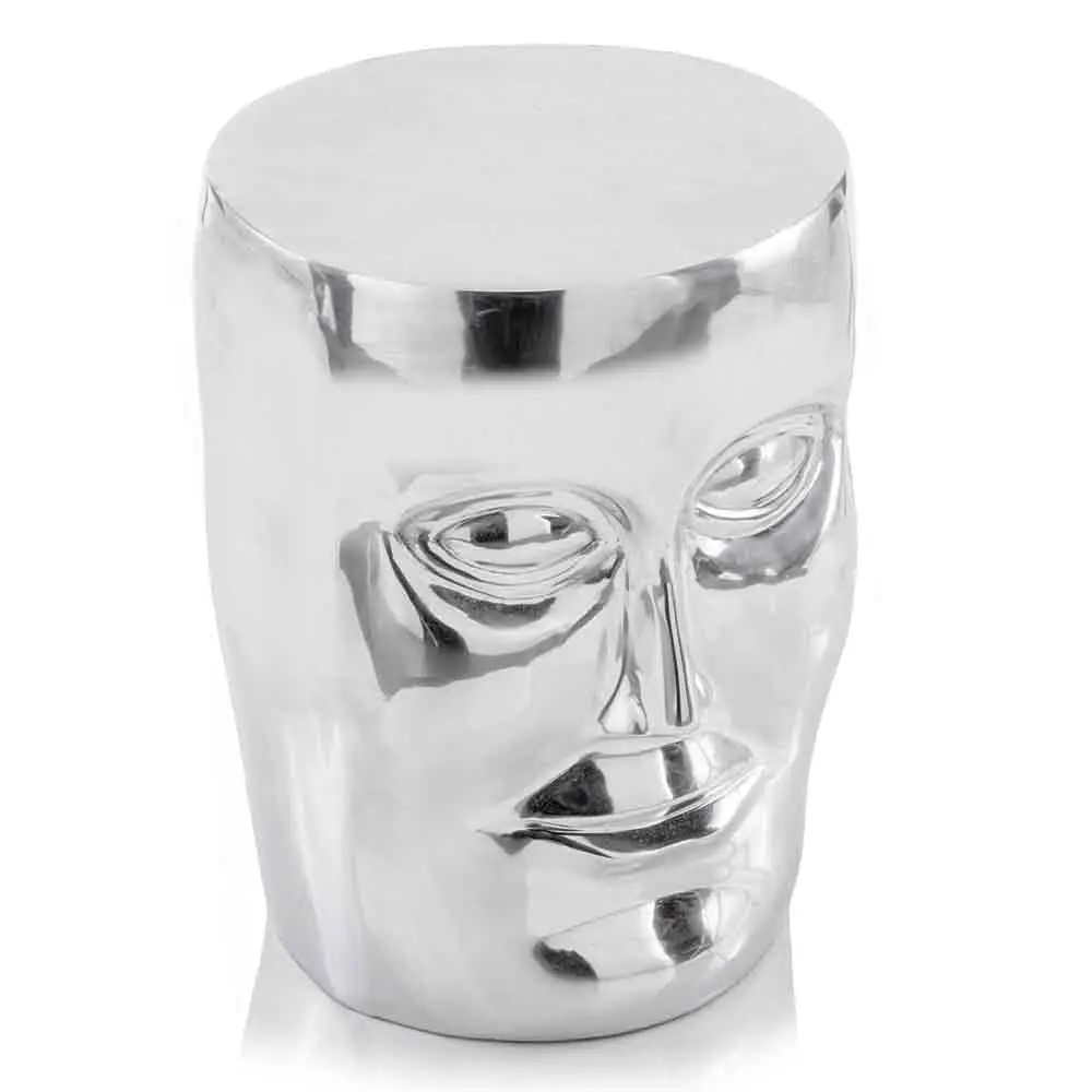 

3853 Cara Alum Face Stool, Silver, Aluminum, Accent Chair, Accent Table, End Table, Side Table, Indoor Plant Stand,, Customized