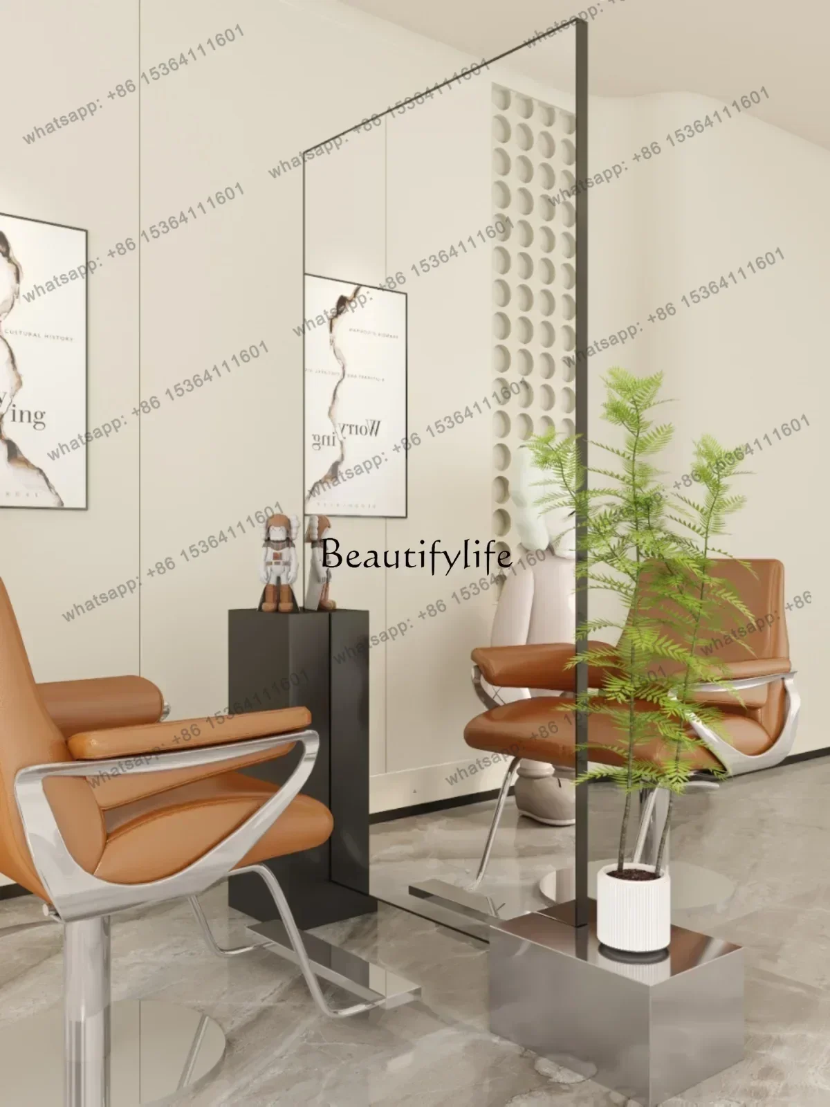 D30Stainless Steel Dressing Table Wall-Mounted Perm Hair Salon High-End Hair Cutting Mirror