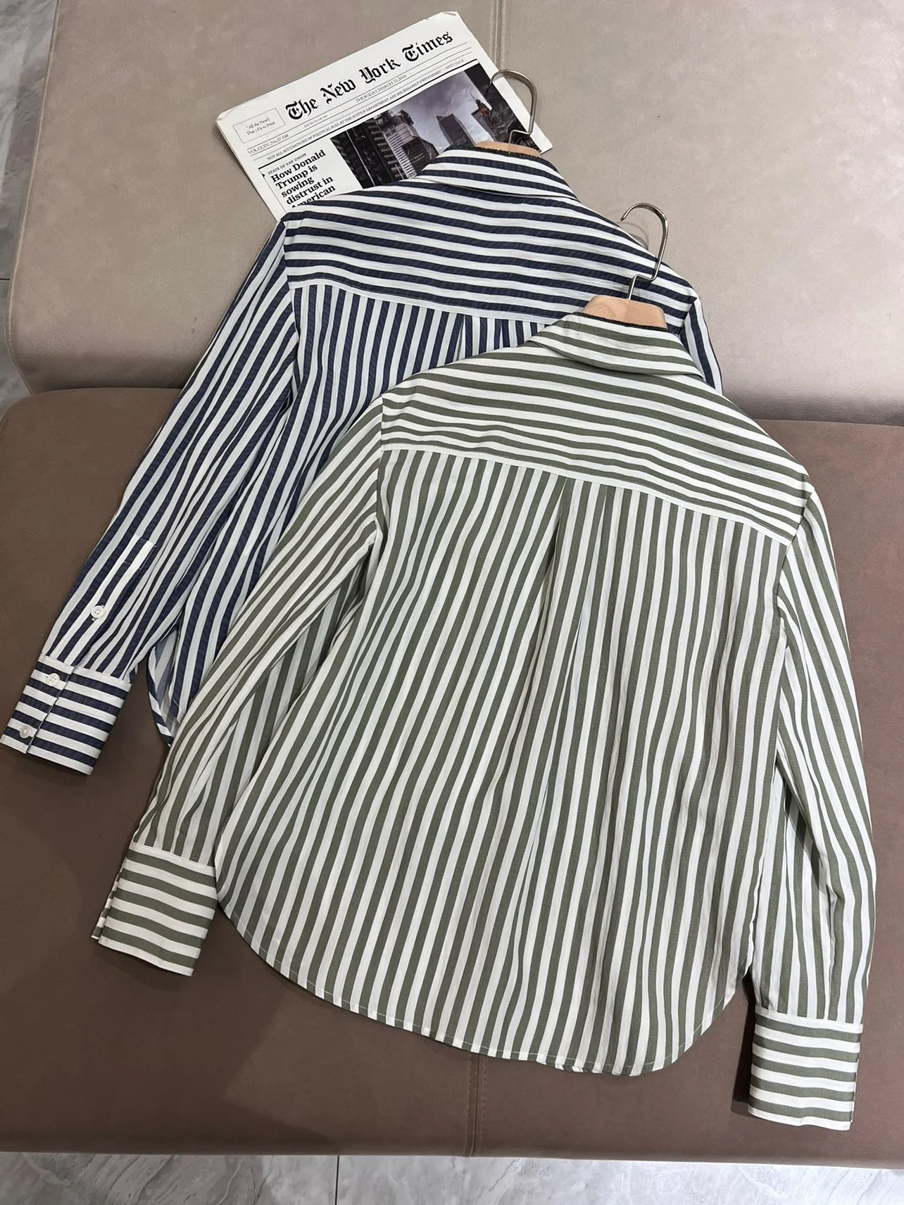 Spring stripped long sleeved casual shirt